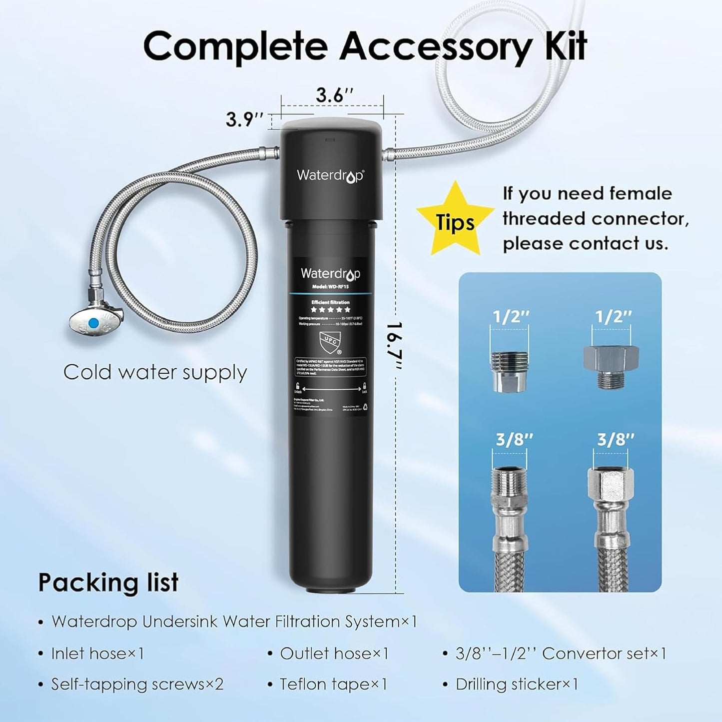Système de Filtration d’Eau Sous Évier avec Robinet Dédié – Modèles WD-10UB-UF / WD-15UB-UF / WD-17UB-UF