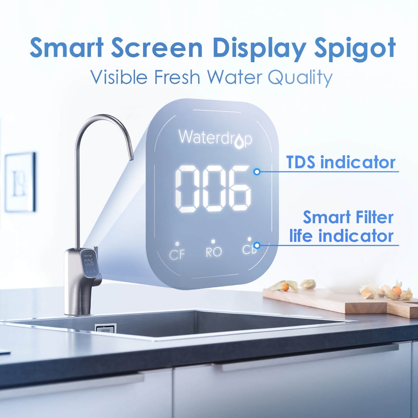 Système d’Osmose Inverse Sans Réservoir Waterdrop G3P800 avec Lumière UV